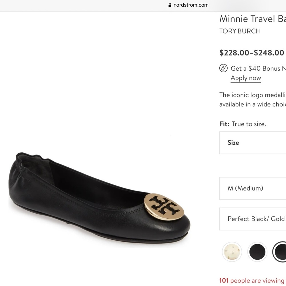Black Tory Burch Minnie Travel Ballet Flat 6.5